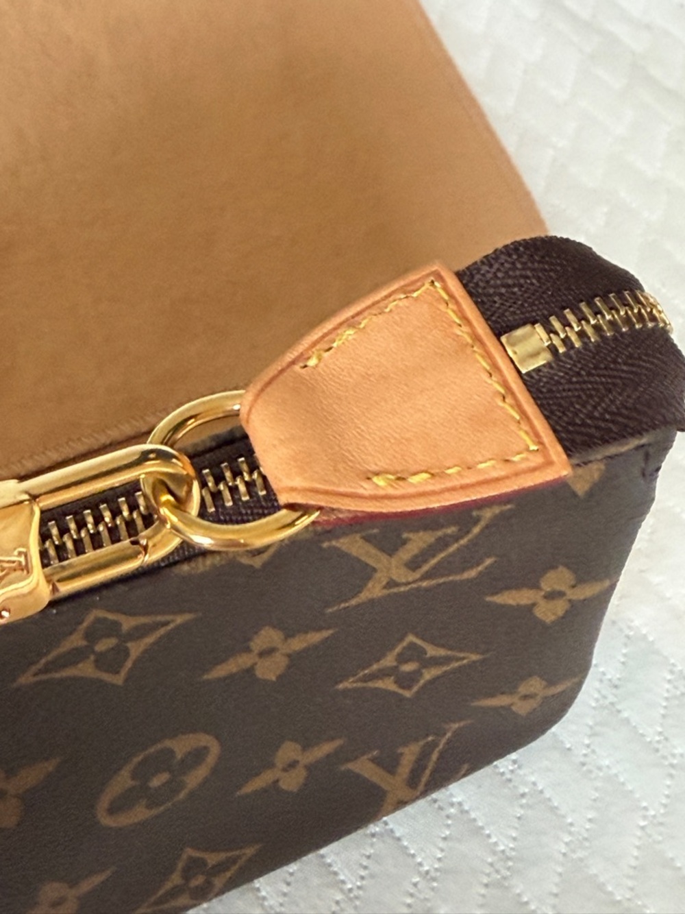 Louis Vuitton Monogram Canvas Mini Pochette in Brown and Tan - Picture 8 of 16